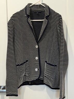 Brooks Brothers | Navy & Cream Stripe Knit Blazer